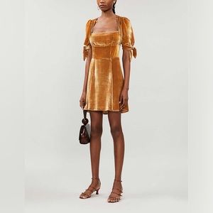 Reformation Gold Velvet Dress